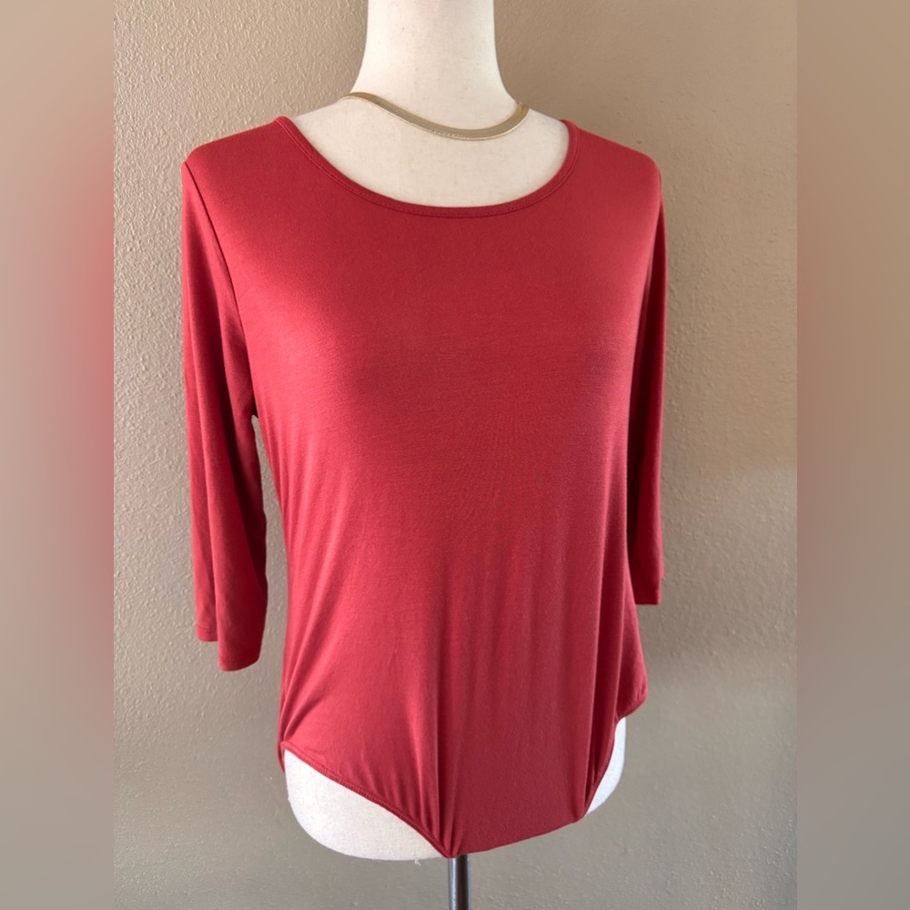 Dark red rust bodysuit 3/4 sleeves - Picture 7 of 9